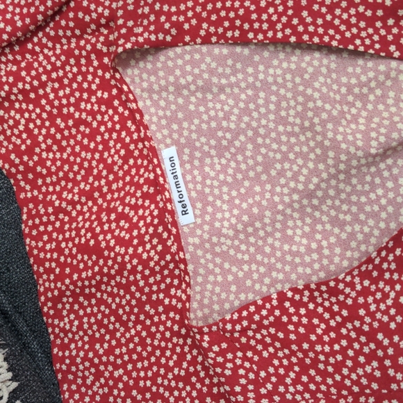 Reformation Locklin Midi Dress - Daisy Print Red - Size 6 - Picture 4 of 6